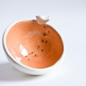 Orange birdy pot