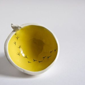 Yellow birdy pot
